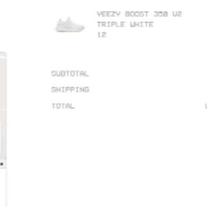 Adidas Yeezy Boost 350 V2 white  size 12 w receipt